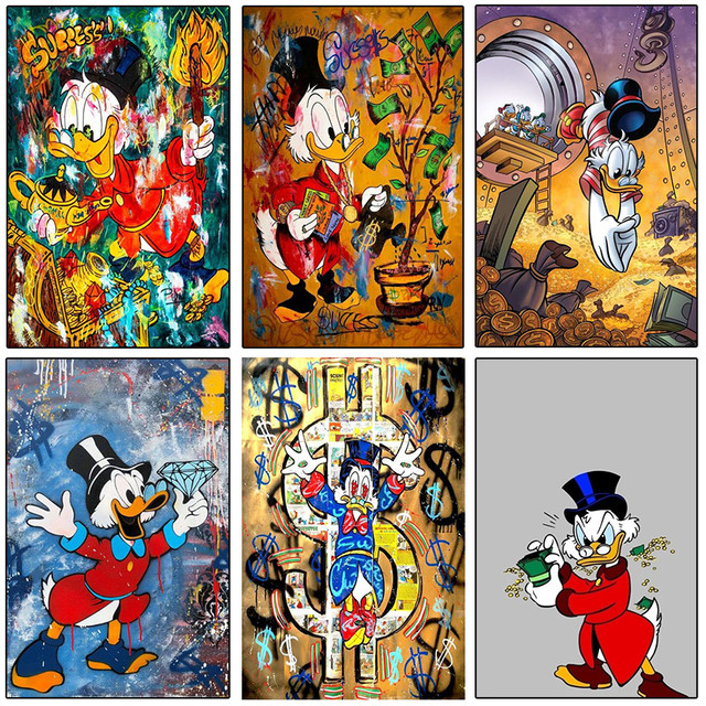 Donald Duck and Money Oil Painting By Number Disney Paint By Number  Suitable for Adults Hand Painted Home Decor - AliExpress
